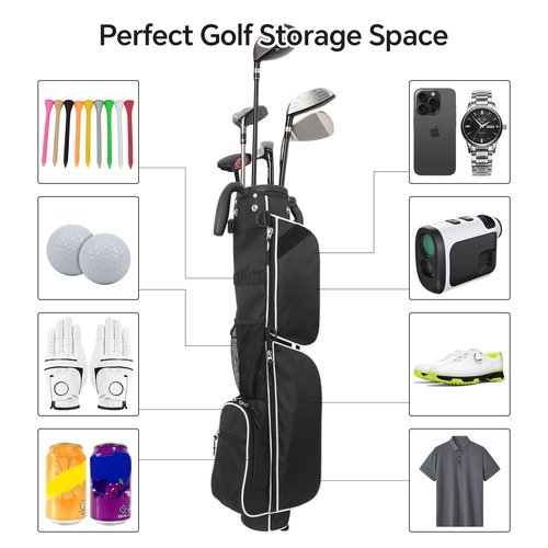 Golf Bag Lightweight Carry Bag, Dual Strap Golf Stand Bag with 6 Pockets, Lightweight Small Golf Bag for a Few Clubs and Rain Cover Hood