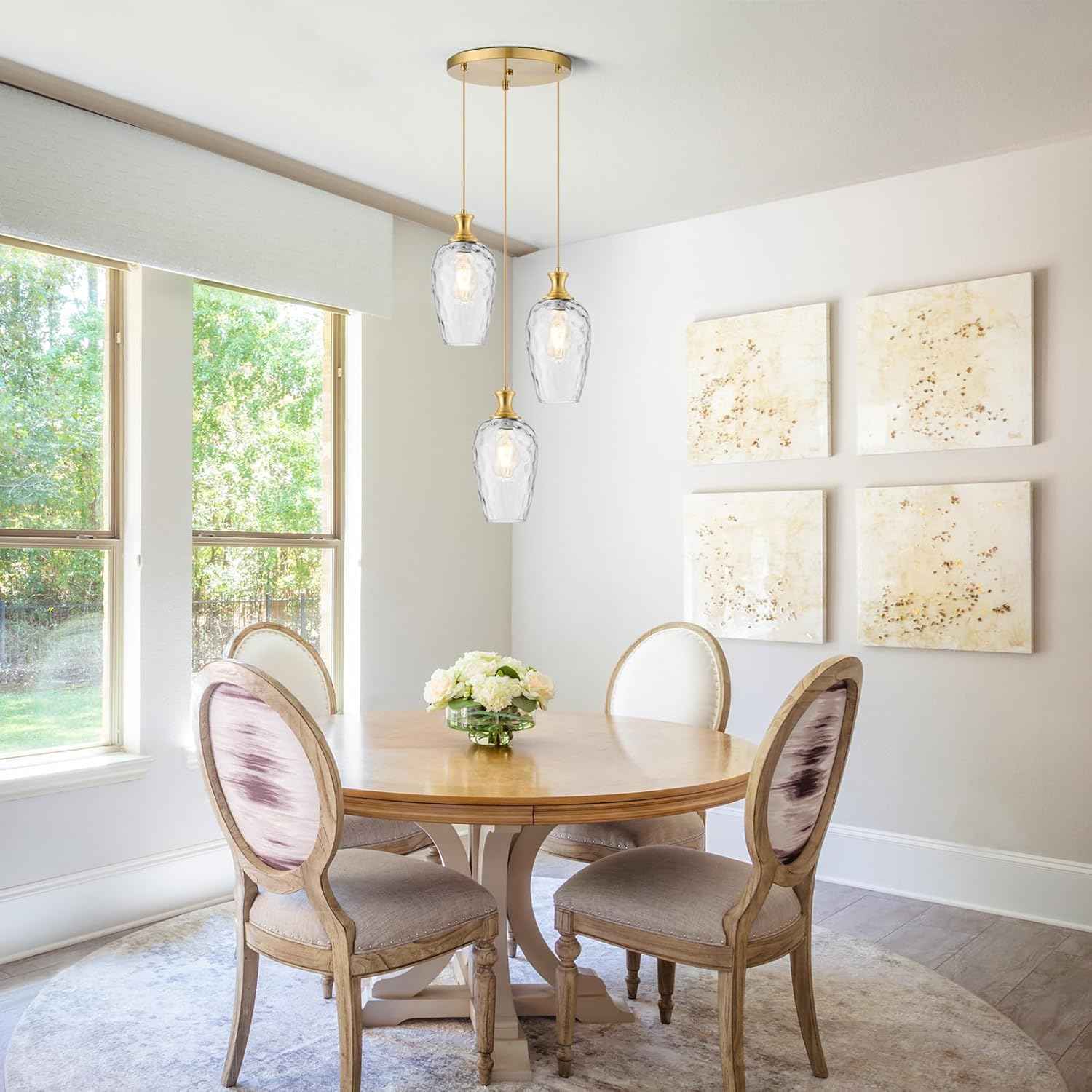 Brushed Nickel Glass Pendant Light Fixture - Modern 1-Light Hanging Lamp for Kitchen Island & Dining Room
