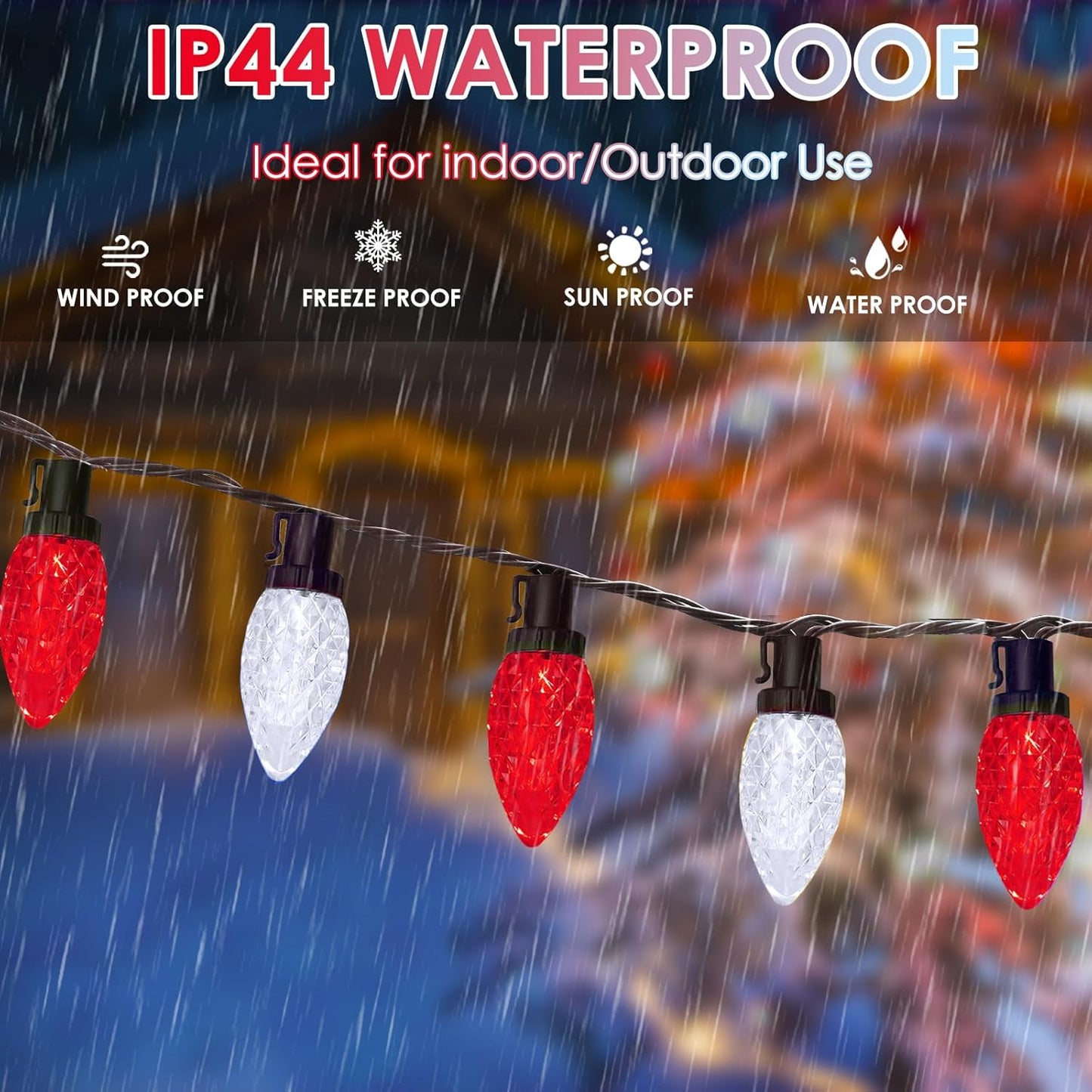 100 LED C9 Halloween String Lights - 66FT Waterproof Twinkle Lights with 8 Modes & Timer for Indoor/Outdoor Decor (Orange, Purple, Green) - 2-Pack