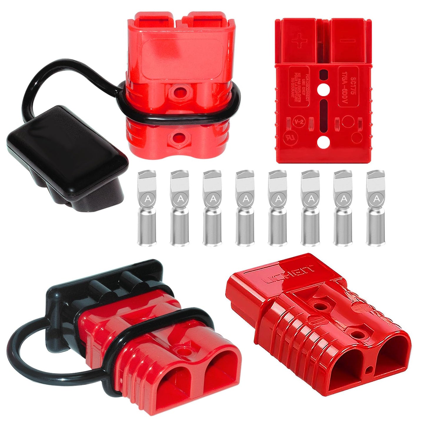 BFXM Anderson Connector 4 Pcs, 50 Amp 12-36v Batteries Quick Connect/Disconnect Plug Kit, Connectors for 6 to 12 Gauge Cables, for Car Bike ATV Winches Lifts Motors More,SB50 Red