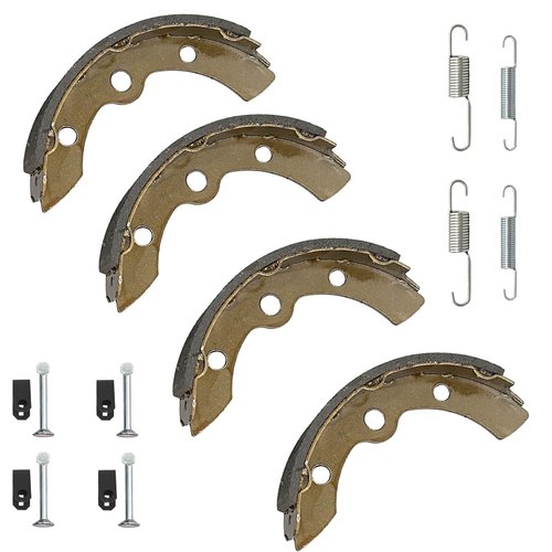 Golf Cart Club Car Brake Shoes Pads and Spring Kit for Club Car DS G&E 1995-Up (Automatic Adjust) and Precedent, Golf Cart Drum Brake Shoe Pads (2 Short & 2 Long) Replaces # 1018232-01,1018163-01