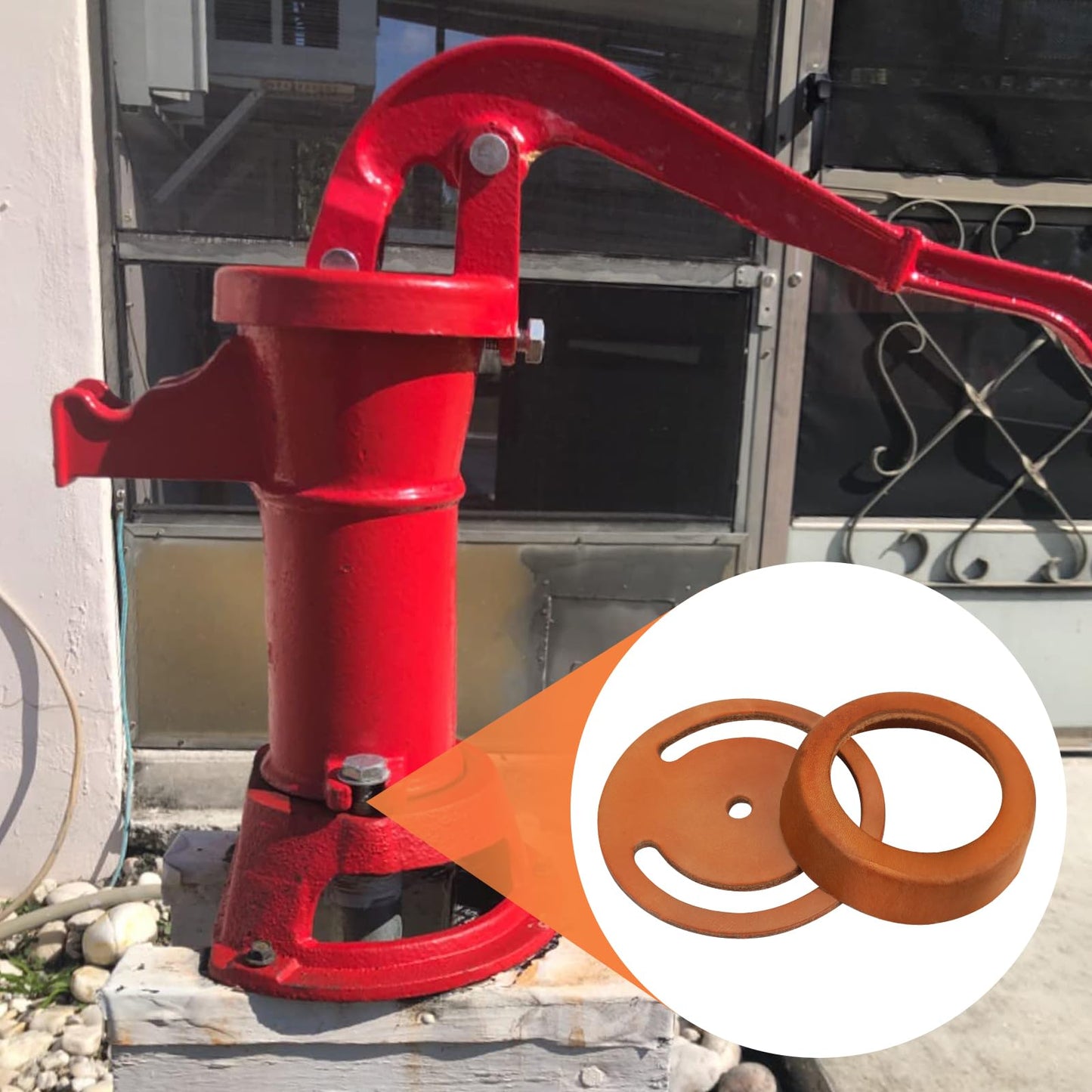 LVACODV Pitcher Pump Well Kit with No.2 Pitcher Pump Replacement Parts - Includes Lower Valve Leathers and Leather Cups for Hand Well Pump - Pitcher Pump Parts for Repair and Maintenance.