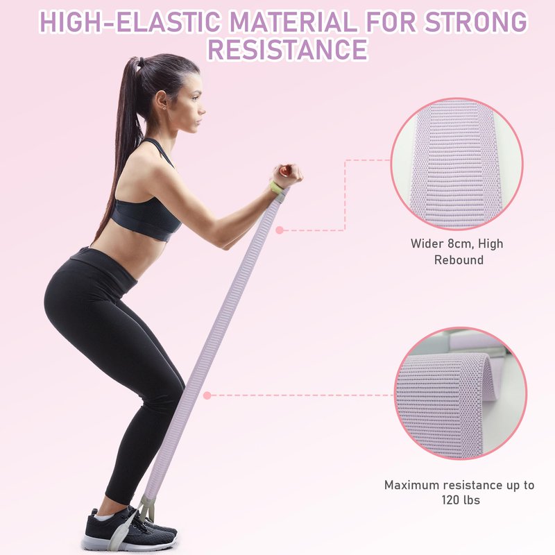 Multifunction Pedal Resistance Band, 120LB Fitness Resistance Bands for Women, Beginner-Friendly Yoga Training Equipment, Full-Body Exercise Band for Chest, Glutes, Legs & Core Muscles, Purple