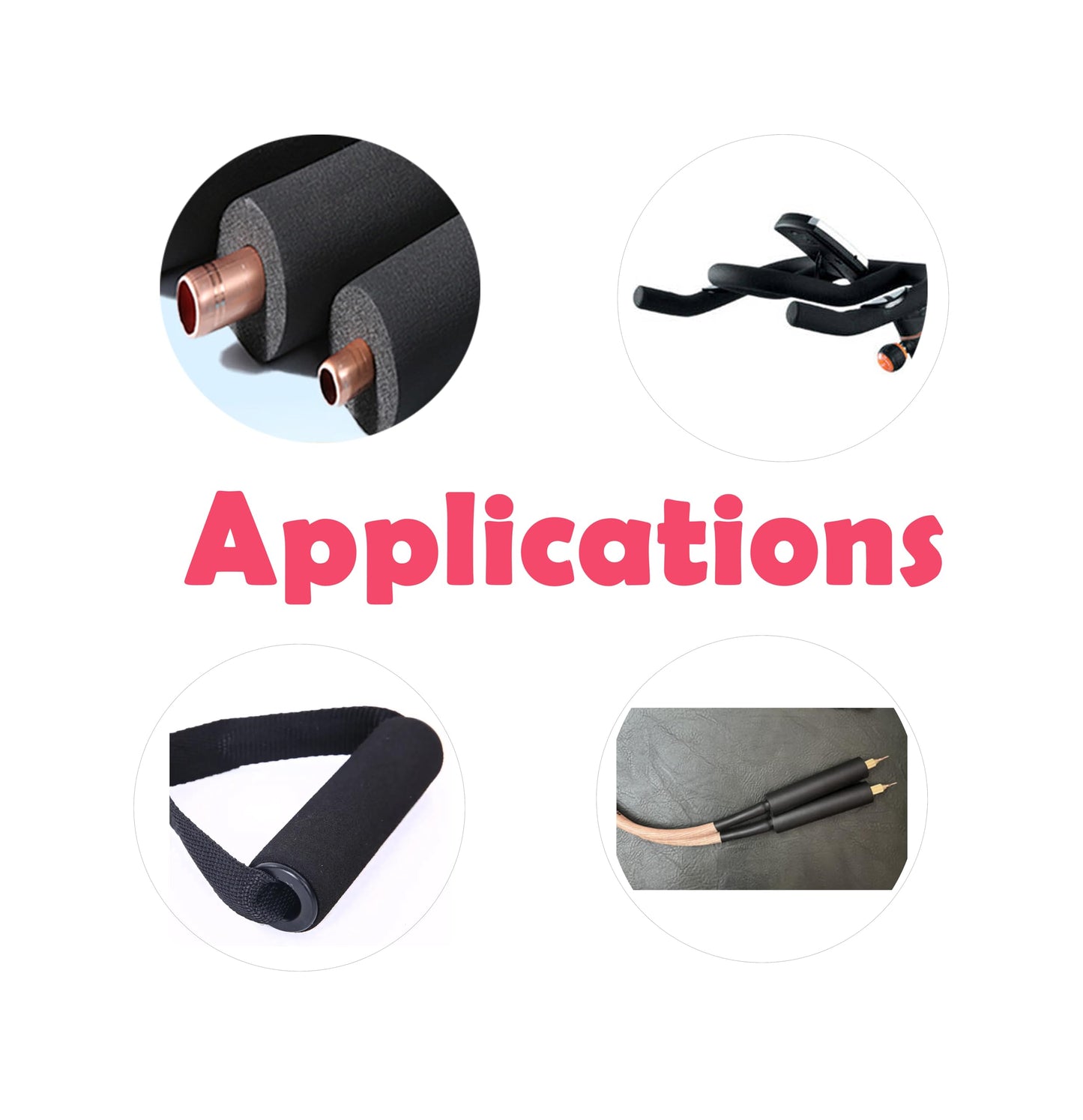 cSeao Pipe Insulation Foam Tube (1/2"" Thick x 1"" I.D x 6.6 feet) AC Uint Foam Tubing, Guitar Stand Foam Tube, Hollow Pipe Cover,Exercise Machine Handle Protector and Roof Rack, Black