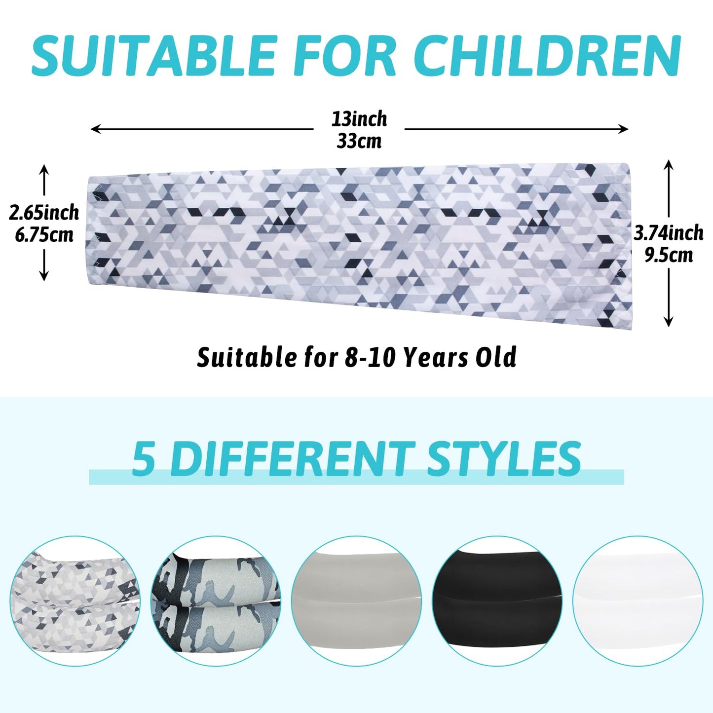 Mlurcu Baseball Arm Sleeves for Kids - 5 Pairs UV Sun Protection Cooling Sleeves for Outdoor Sports