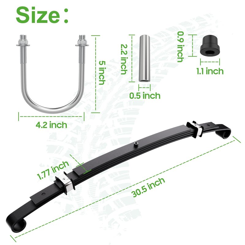 10L0L Heavy Duty Golf Cart Rear Leaf Spring Kit 4-Leaf Leaf Spring with Bushings & Sleeves Fits Club Car Precedent/Onward 2004+