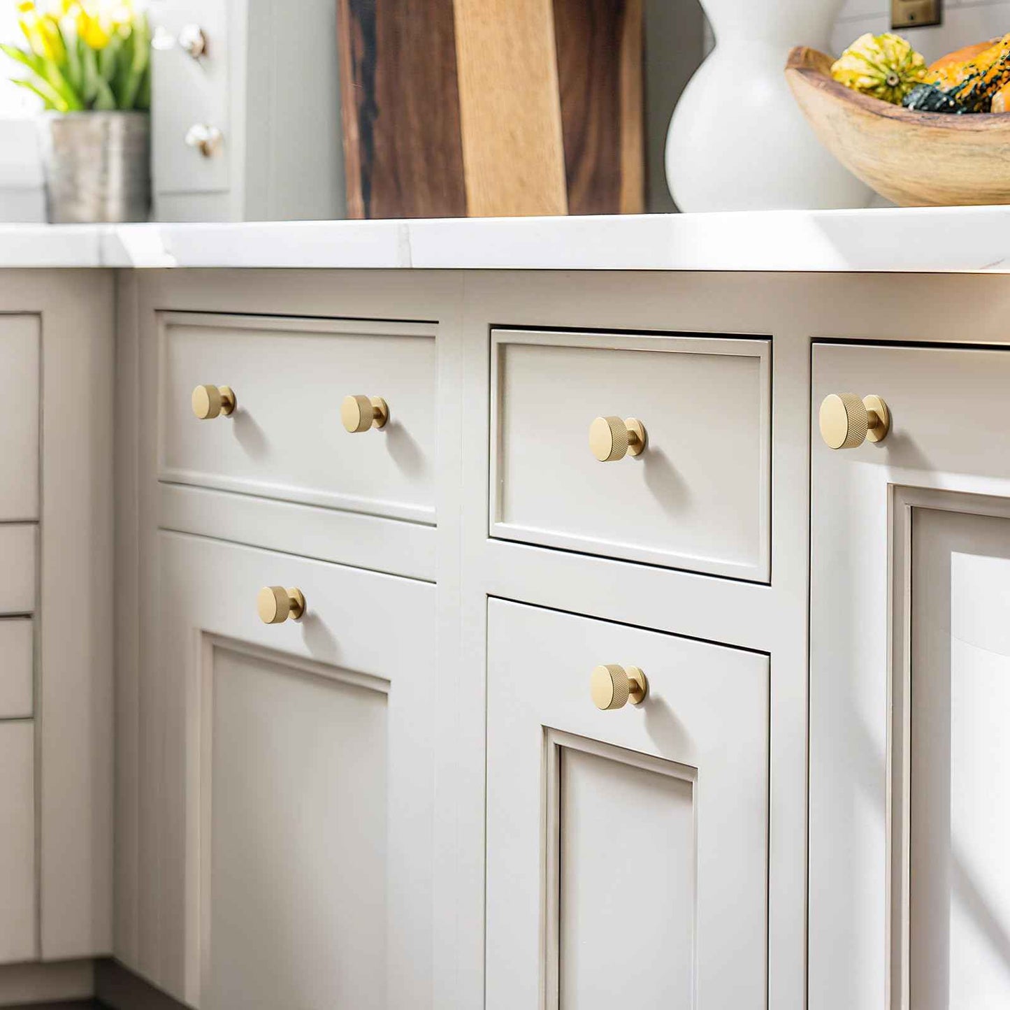 FAPUAL 10 Pack Gold Cabinet Knobs for Kitchen Cabinets & Dresser Drawers, Round Single Hole Hardware Handles Pulls, Cupboard Drawer Knob