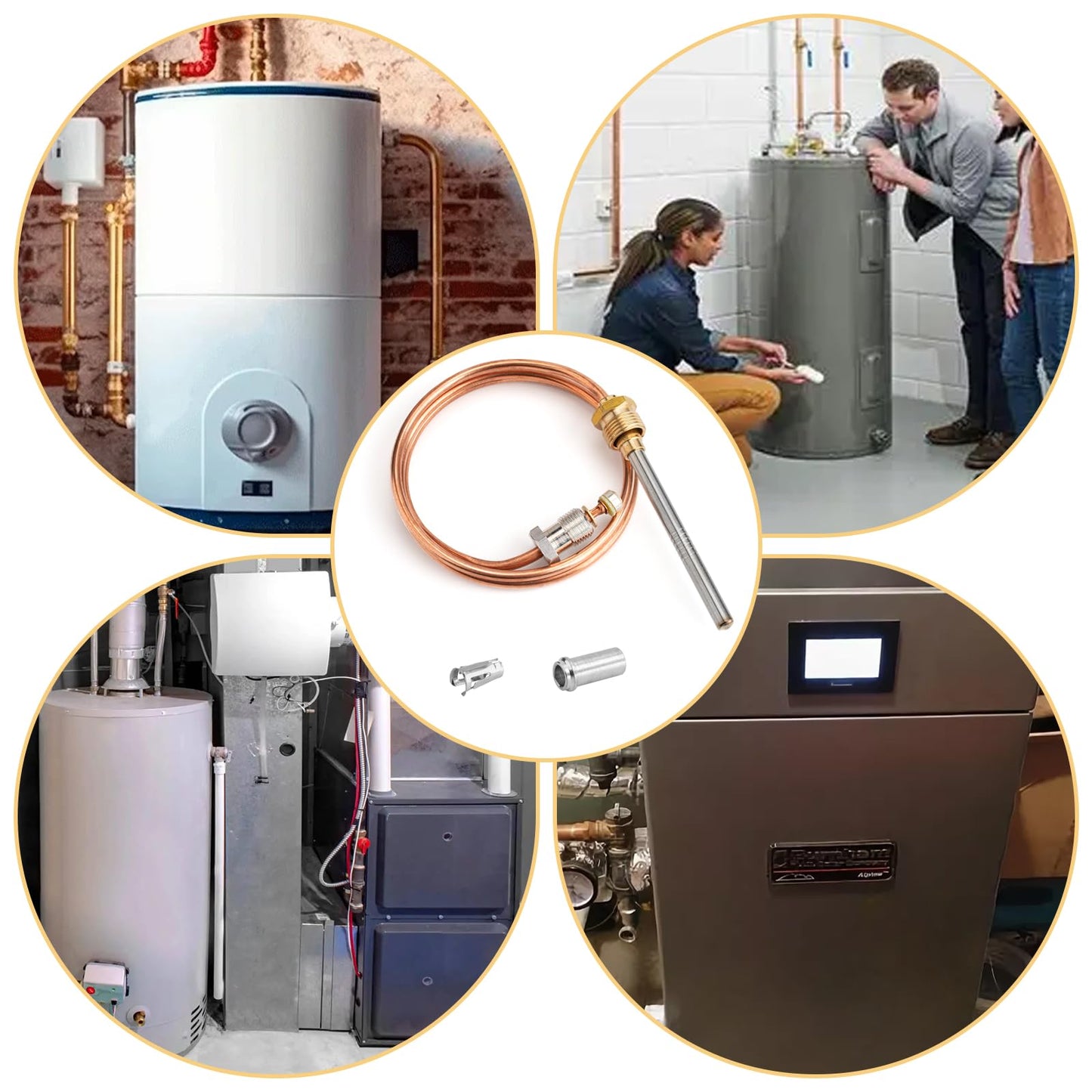 24 Inch Thermocouple for Resideo, CQ100A1013/U Water Heater Thermocouple, Gas Furnaces Thermocouple Fits Screw-in, Clamp-in & Push-in Type Pilot Burners, Boiler Thermocouple Parts