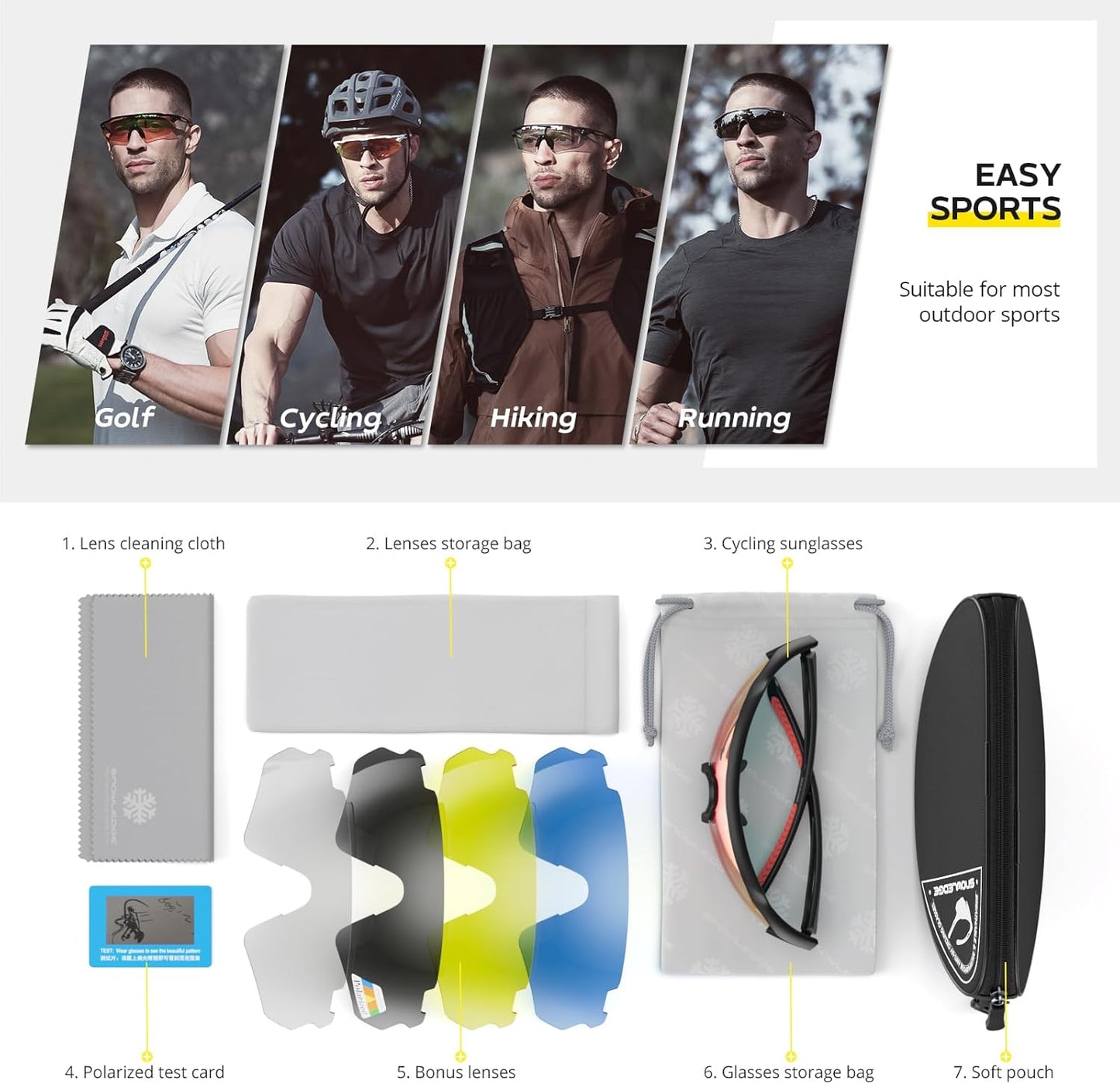 TR90 Cycling Glasses - Unbreakable Polarized Sports Sunglasses with UV400 Protection