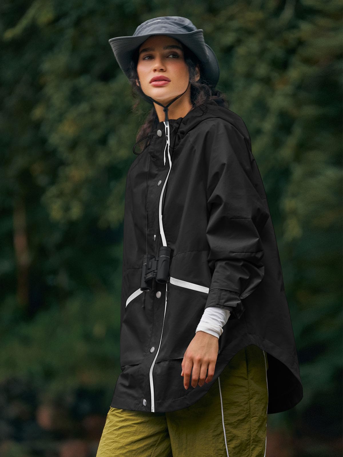 Yousify Womens Waterproof Rain Jackets Raincoat Hooded Lined Windbreaker Trench Coat With Pockets for Outdoor Hiking