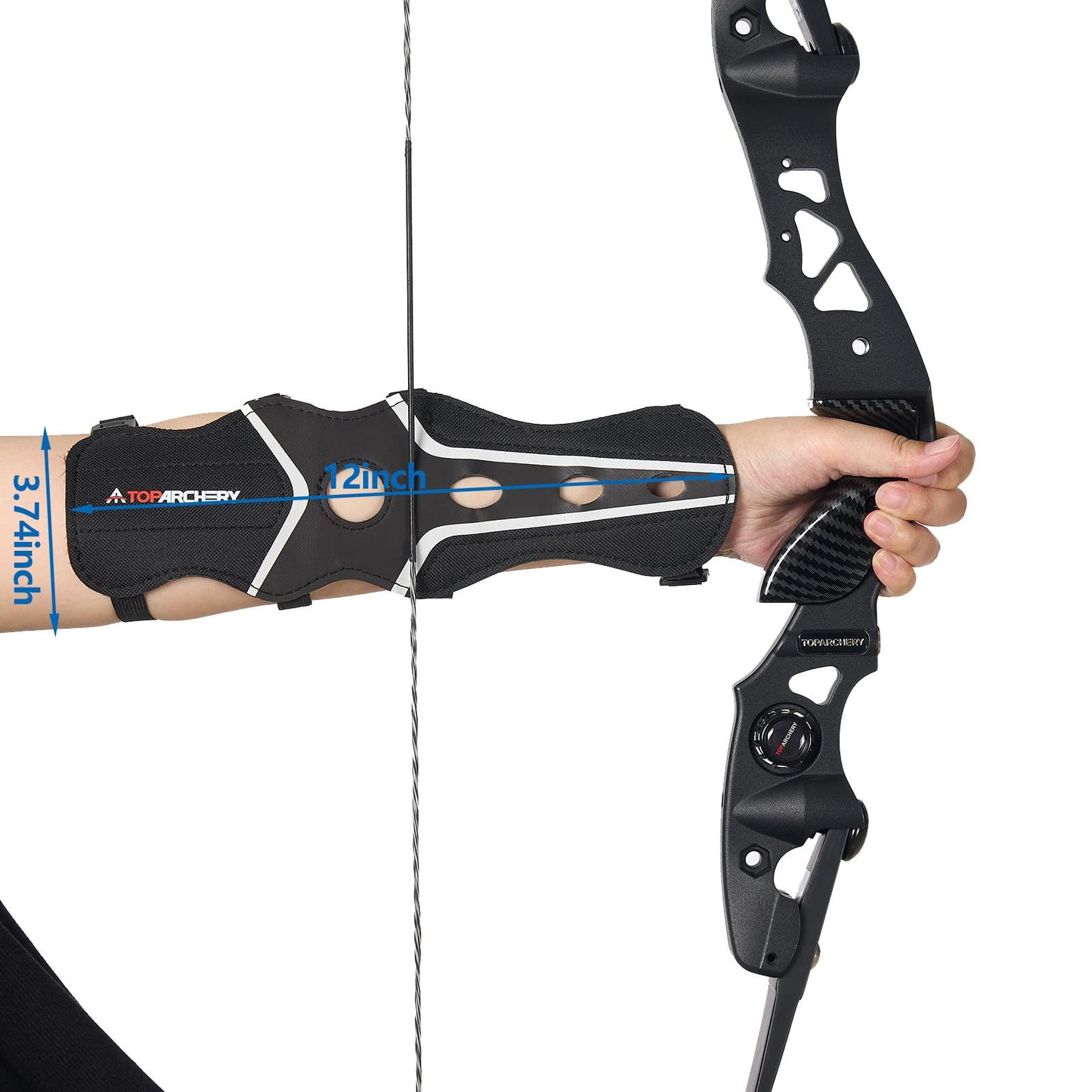 TOPARCHERY Archery Arm Guard & Finger Tab Gloves, Leather Arm Protector Adjustable Protective 4-Strap Accessory Lightweight for Hunting Target Shooting (L)