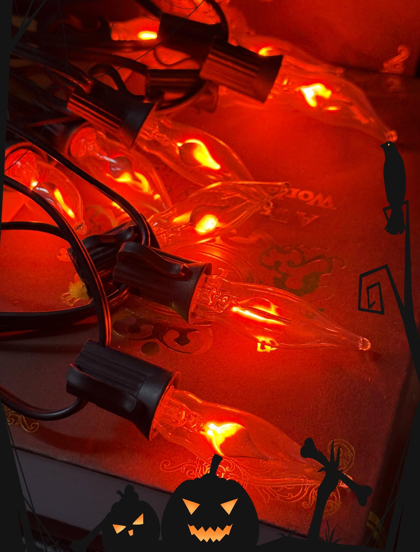 12 Pack E12 Halloween Clear Flicker Flame Light Bulbs, Flickering Night Light Replacement Bulbs, C18 Candle Bulb for Outdoor Halloween Christmas String Lights Electric Window Candle Chandeliers, 1W