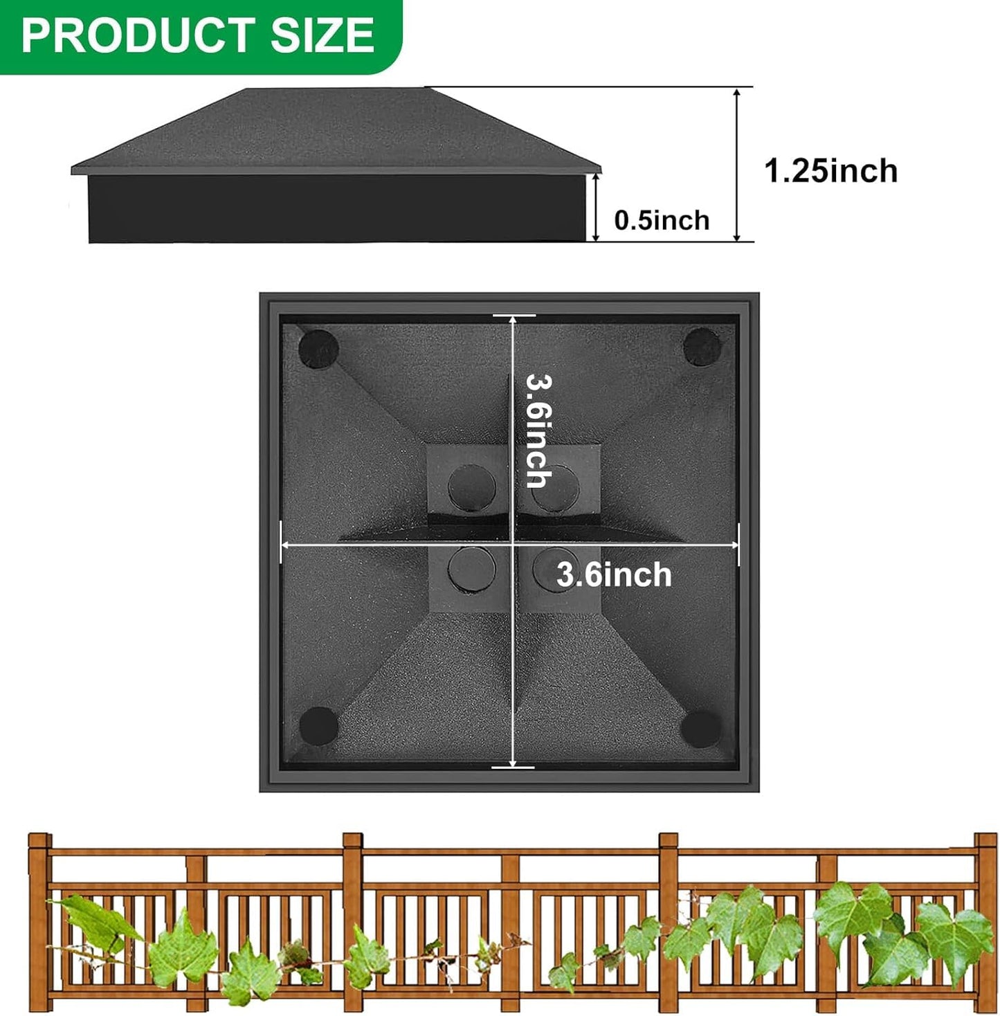4x4 (3.5inx3.5in) Fence Post Caps, Deck Post Plastic Caps with Screws, Keep Post from Cracking and Rotting, for Outdoor Post Caps Cover, Fence Wood Post, Decking, Corridors, Waterproof (12 Pack)