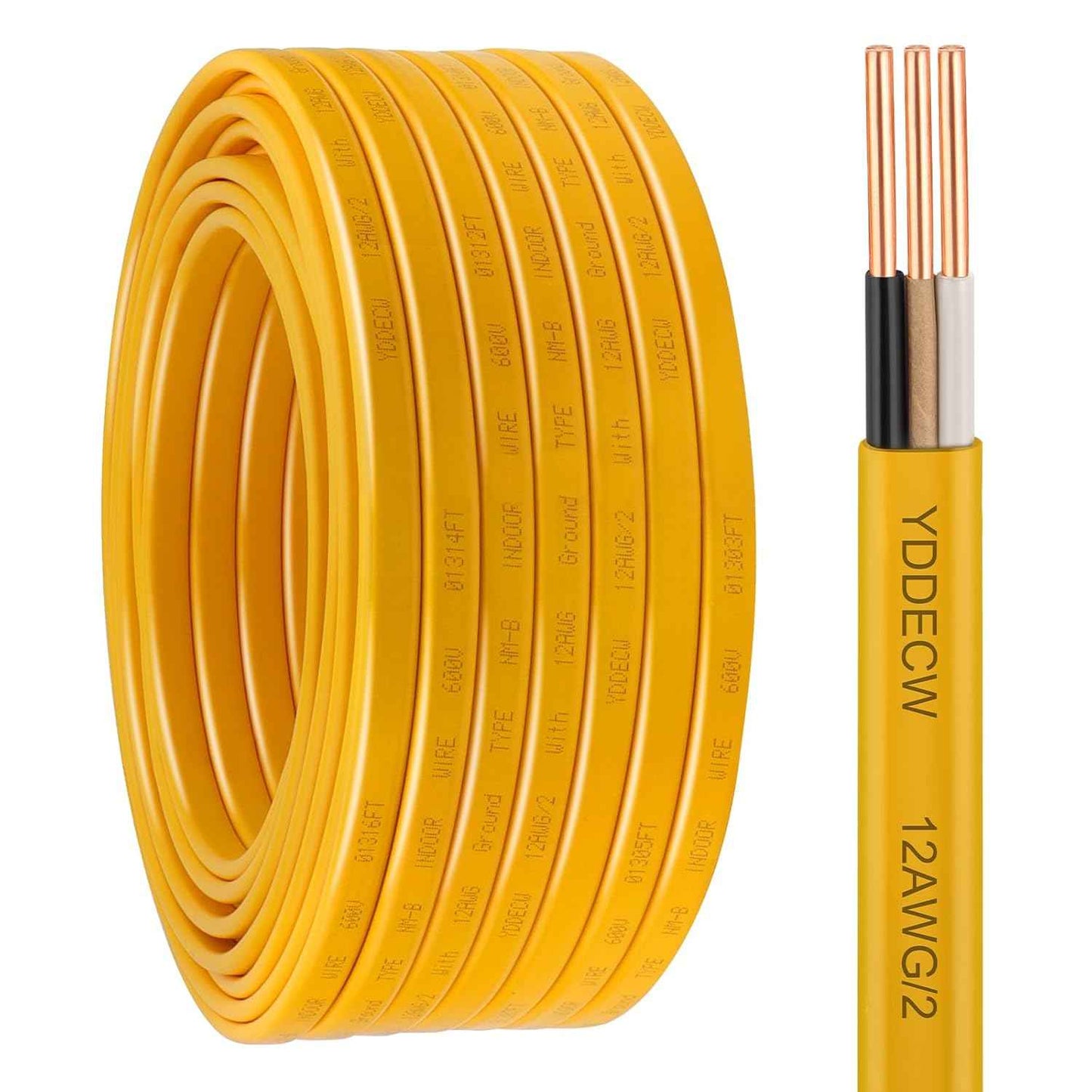 14 Gauge NM-B Wire with Ground - 50FT Pure Copper Indoor Electrical Cable for Outlets & Switches