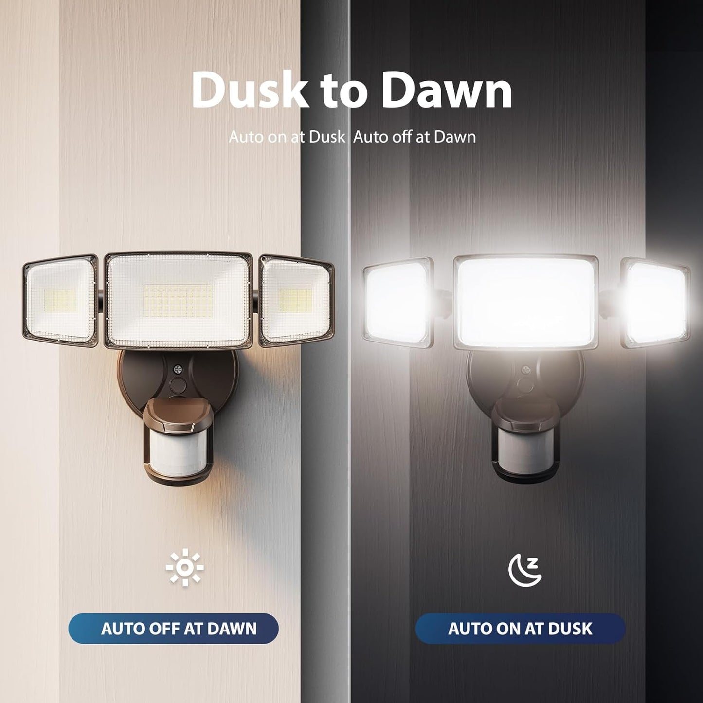 75W LED Motion Sensor Flood Light - Dusk to Dawn Outdoor Security Light, 7500LM, IP65 Waterproof