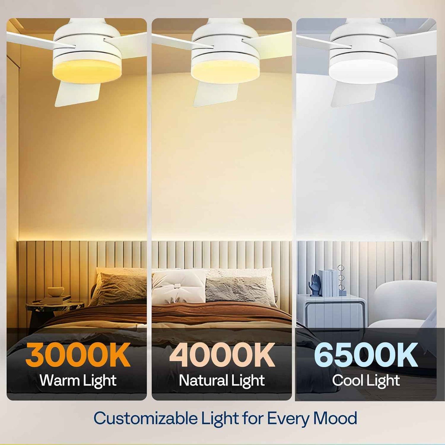 42-Inch VIVOHOME Low Profile Ceiling Fan with Lights & Remote - Dimmable, Quiet, Reversible for Bedroom & Living Room