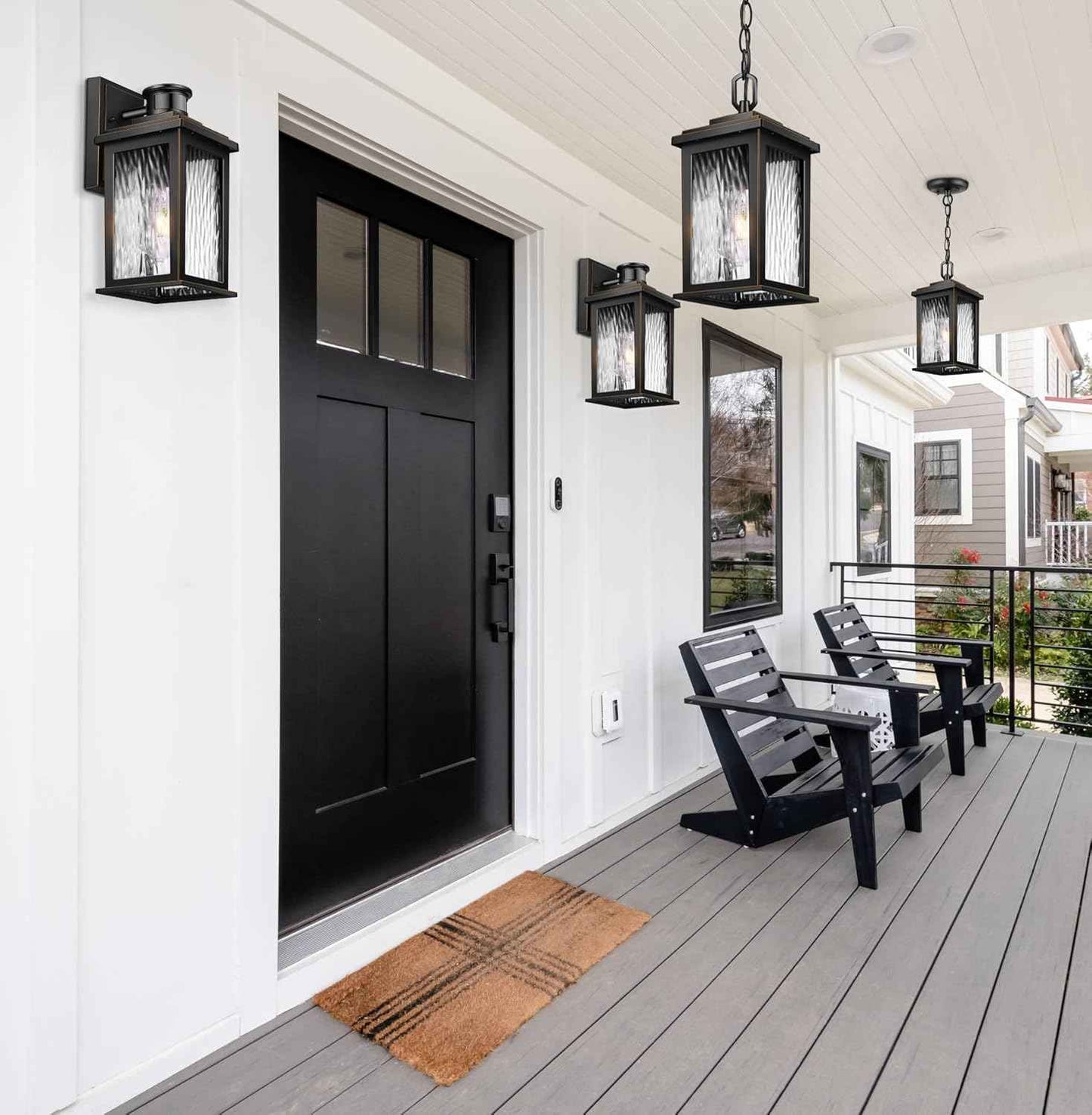 Outdoor Pendant Light - Oil Rubbed Bronze Chandelier for Porch & Patio, Adjustable Chain