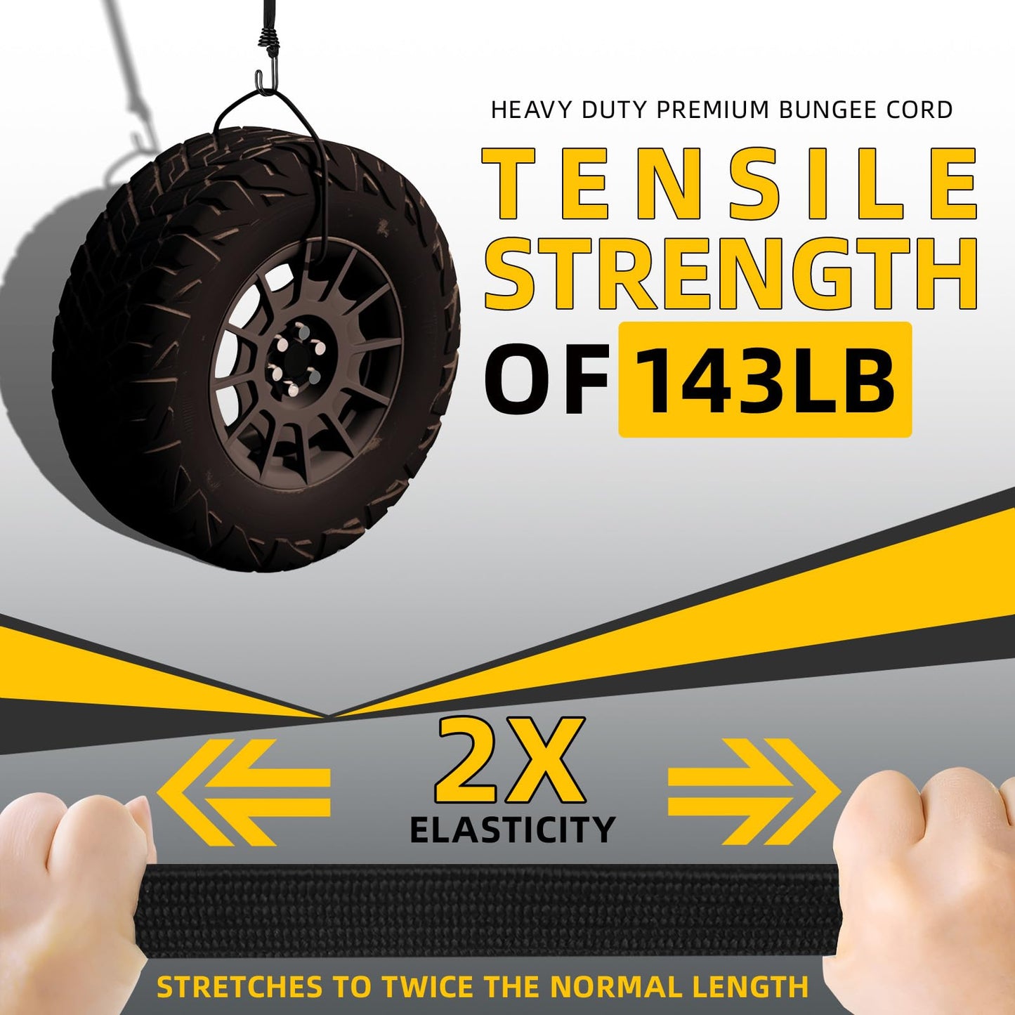 Bungee Cords with Hooks Heavy Duty, 36inch Flat Strong Outdoor Black Bungee Straps, Secure Load Distribution Industrial Grade Bungee Rope for Securing Luggage, Tarps, Tents, Cart, Bike Rack, 4pcs