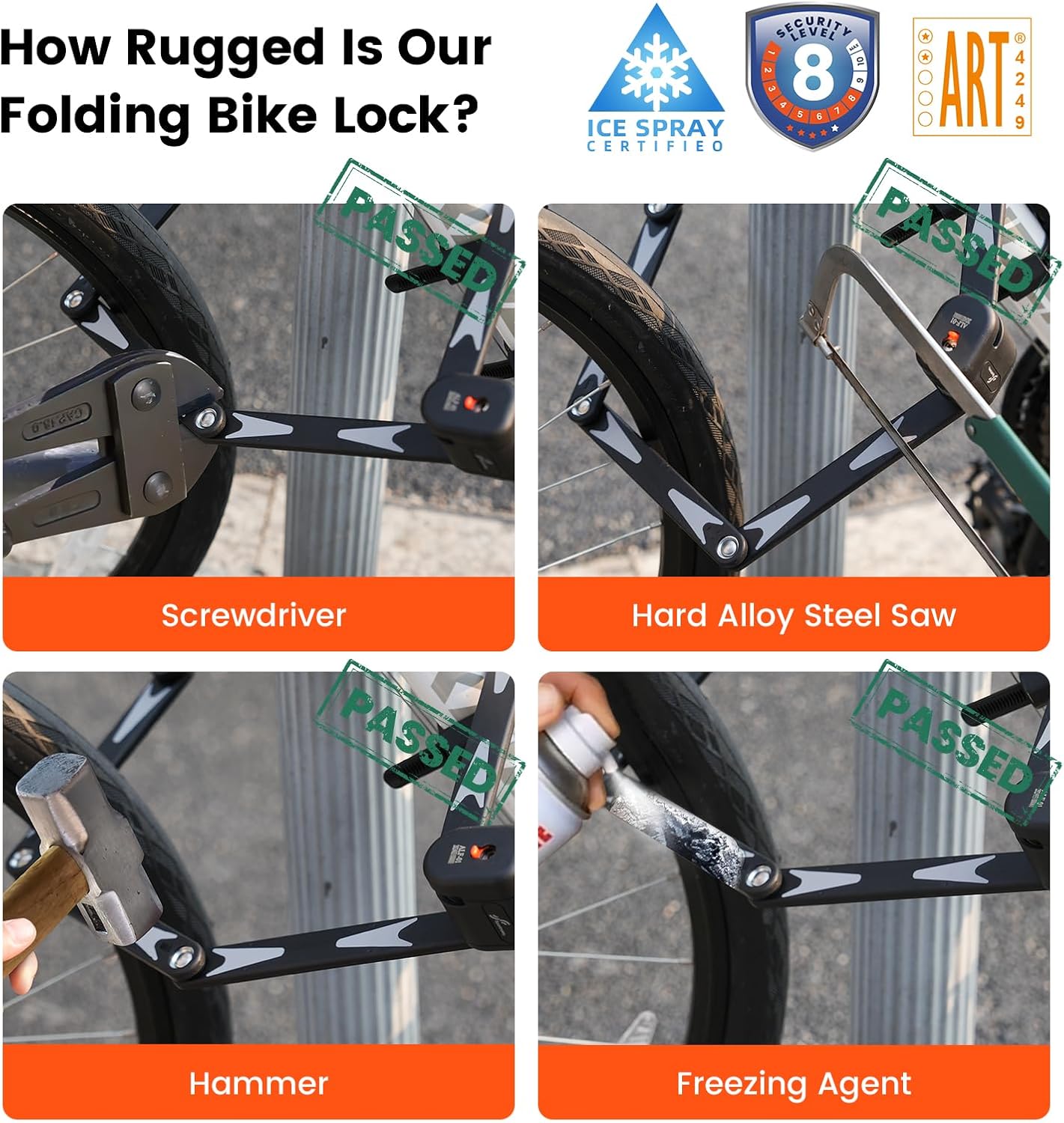Sportneer Bike Lock - High-Security Folding Bicycle Lock with 3 Stainless Keys | 95cm/3.12ft, 2.86lbs