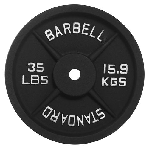Fitvids Cast Iron Plate Weight Plate for Strength Training and Weightlifting, 1-Inch Center (Standard), 35LB (Set of 2)