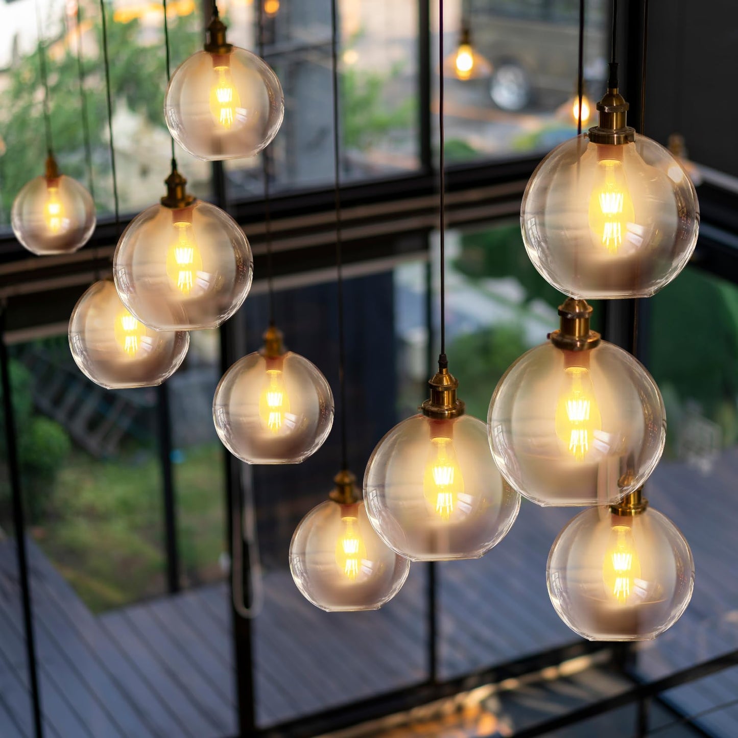 Glooglitter 4 Pack Fixture Replacement Globe Shade 8 Inch Diameter E26 Base 1-5/8 Inch Fitter Round Glass Globe Lampshade Cover for Pendant Wall Sconce Chandelier Vanity Light (Clear)