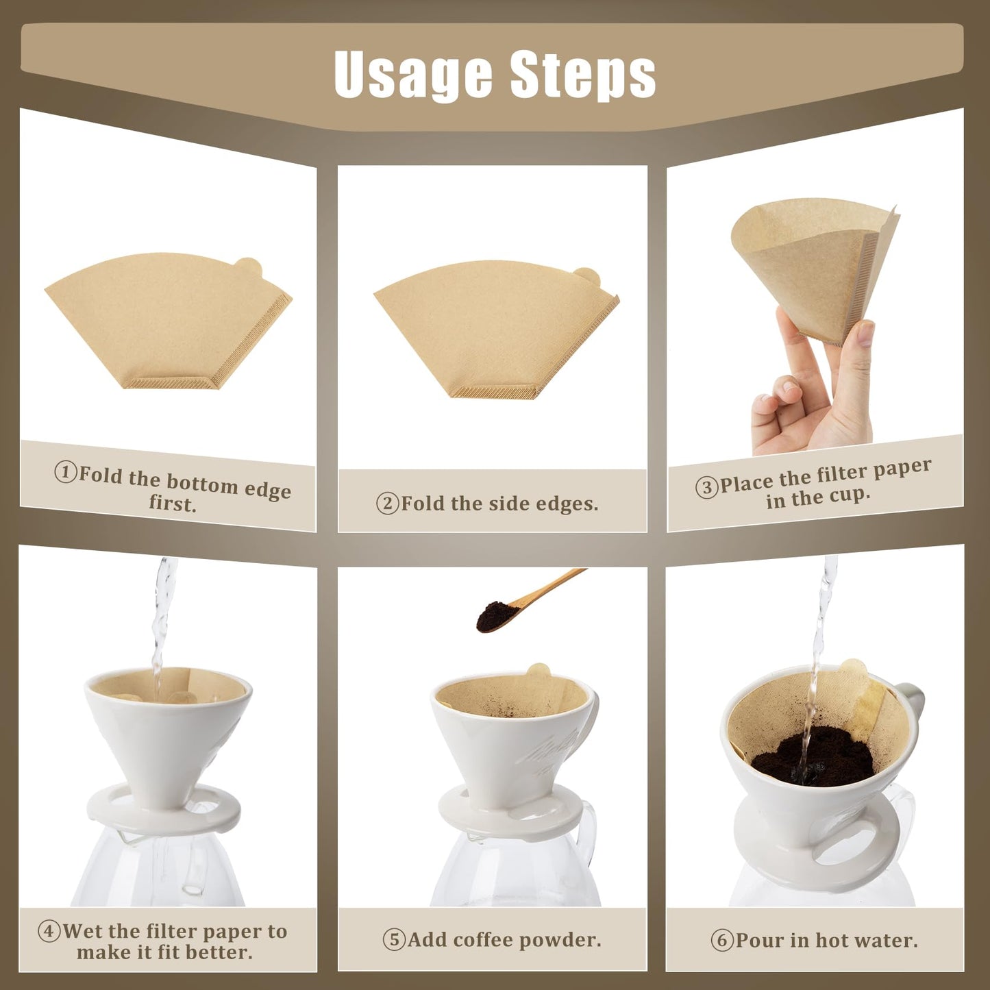 250 Count Coffee Filter #2, #2 Coffee Filters Disposable with 3 Wooden Coffees Spoons, Unbleached Natural#2 Coffee Filters Cone, Organic Cafe Filter NO.2 for Drip and Pour Over Coffee & Tea(2-6 Cup)