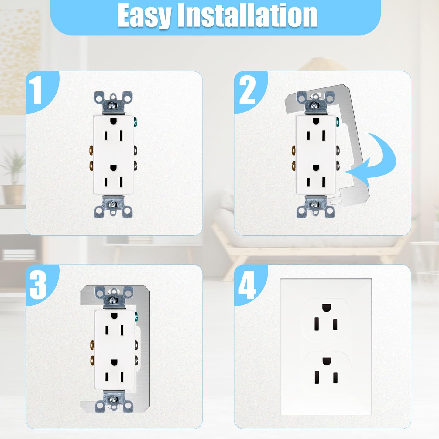 Wall Plate Spacers 15 Pcs, Flush Fit Device Level Plate for Wall Outlets Repair and Loose Fix, Wall Plate Leveler Spacer Shims to Support Switches, Receptacles from Being Pushed Back, Metal