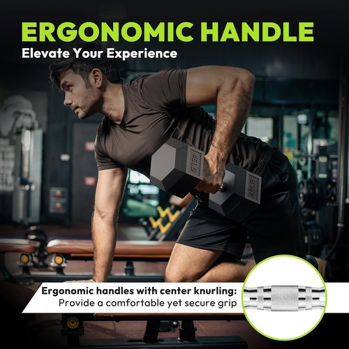 HANDBODE Hex Dumbbell Set - Rubber Encased Exercise Weights for Home Gym | 45-480 lb Range