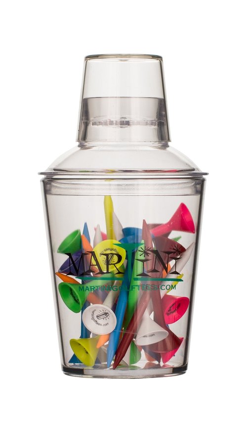 Martini Golf Tees DMT005 Small Shaker with 3-1/4" Durable Plastic Tees, Assorted Colors
