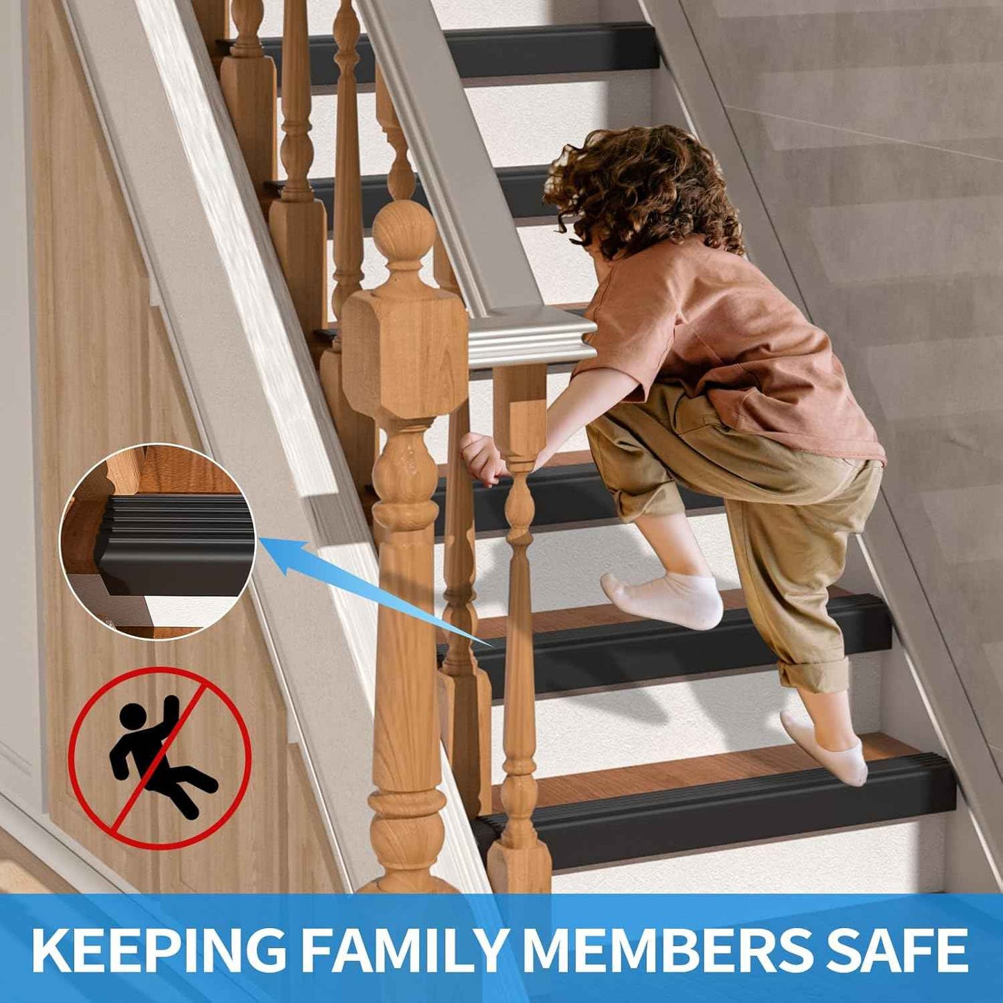 Self-Adhesive Rubber Stair Nosing Trim - 40 FT Black Edge Protector for Indoor & Outdoor Steps