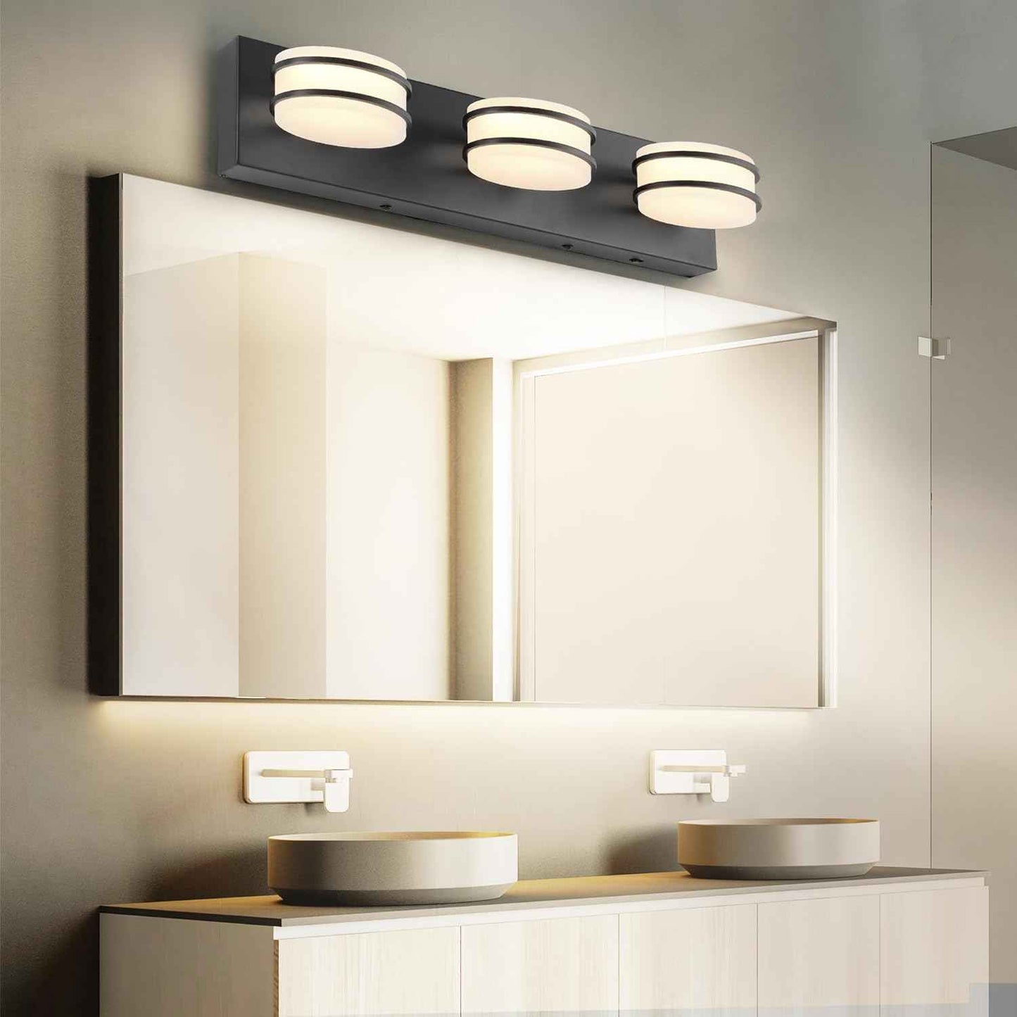 LED Chrome 3-Light Dimmable Bathroom Vanity Light Fixture - Modern Acrylic & Stainless Steel Over Mirror Lighting