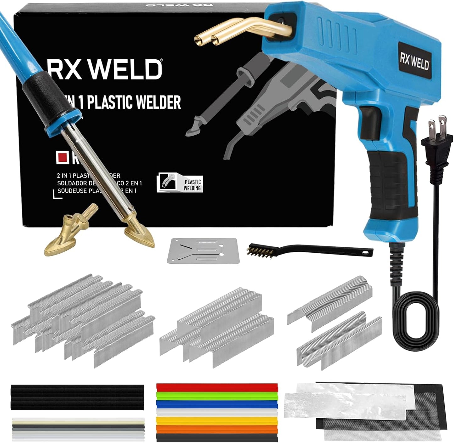 RX WELD 2-in-1 Plastic Welder Kit - 1000PCS Hot Stapler for Car Bumper & Toy Repairs