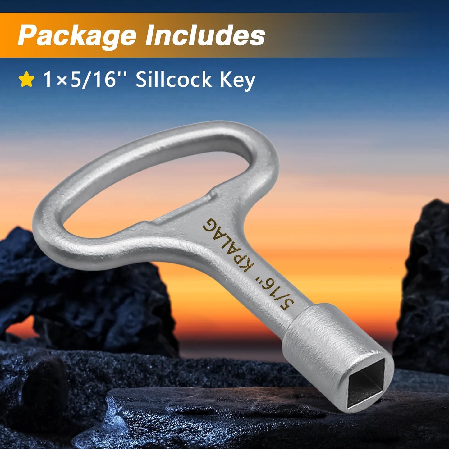 KPALAG Upgraded Stainless Steel 5/16'' Square Hydrant Key, Sillcock Water Key, Shut Off tool for Wall Hydrant Water Spigot and Outdoor Hose Faucet Valve, Replace# 80132