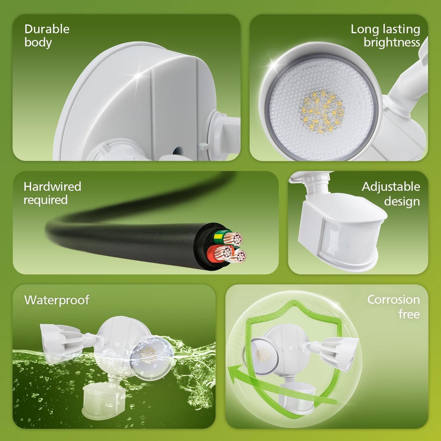 Philips 44W LED Outdoor Security Light with PIR Motion Sensor - 4200 lm, 5000K, Waterproof, Dusk to Dawn, Dual Heads