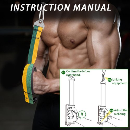 Arm Wrestling Training Handle for Cable Machines Ergonomic TPE Grip with Finger Grooves Stainless Steel Triangle Ring Premium Pulley Attachment for Biceps, Forearms and Wrist Workouts (Right Hand)