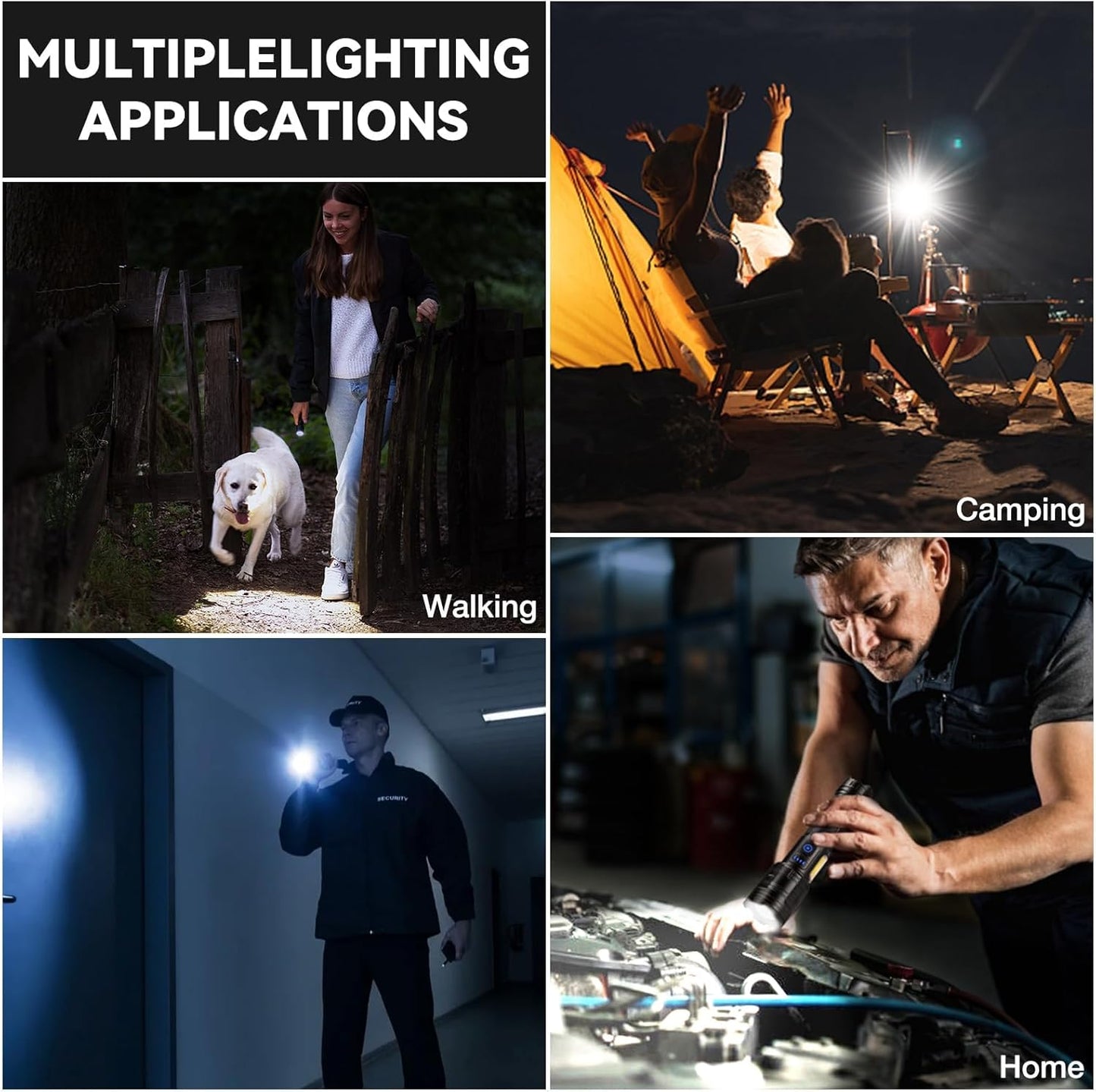 99,000 Lumen Rechargeable Flashlight 2-Pack - Powerful LED Handheld Light with 7 Modes for Home & Camping