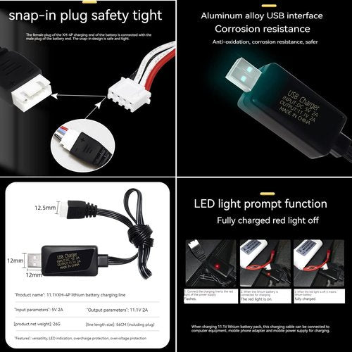 11.1V airsoft batteries 30C 2800mAh lipo battery airsoft T Plug with USB Charger T Plug to Mini Tamiya Cable Rechargeable Batteries for Airsoft gun Model splatrball gel blaster accessories-2pcs