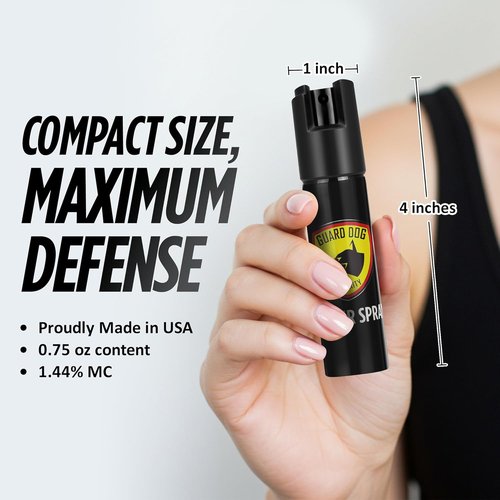 Guard Dog Security Maximum Strength Pepper Spray - Compact Self Defense Canister | 16 ft Range, Made in USA