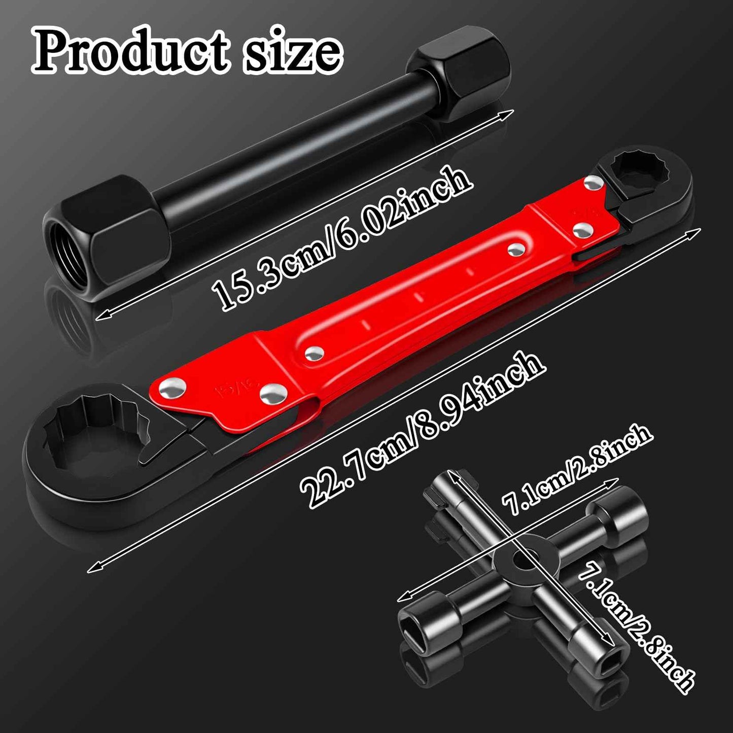 Ponpon Angle Stop Wrench Kit, Plumbing Tools, Angle-on Plumber Wrench for Quick And Hassle-Free Angle Stop And Supply Nut Installations(Red-A)