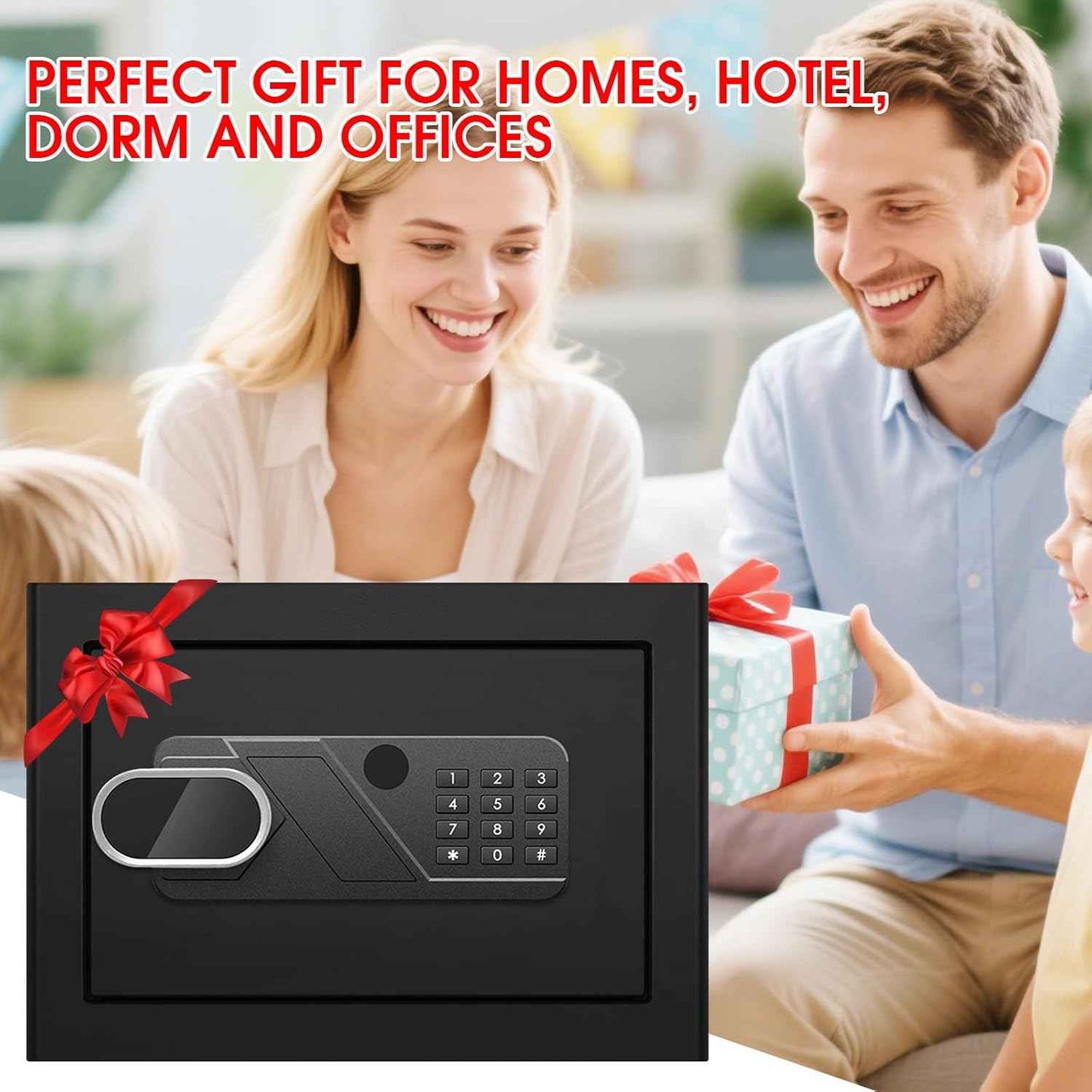 Small Home Safe 1.2 Cubic Feet - Anti-Theft Steel Security Box with Combination Lock & Alarm