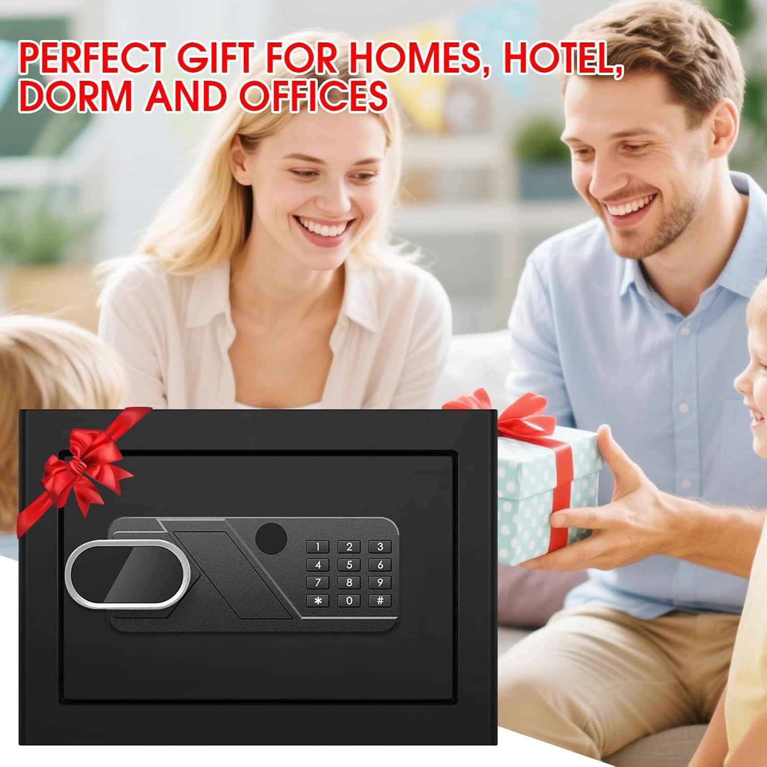 Small Home Safe 1.2 Cubic Feet - Anti-Theft Steel Security Box with Combination Lock & Alarm