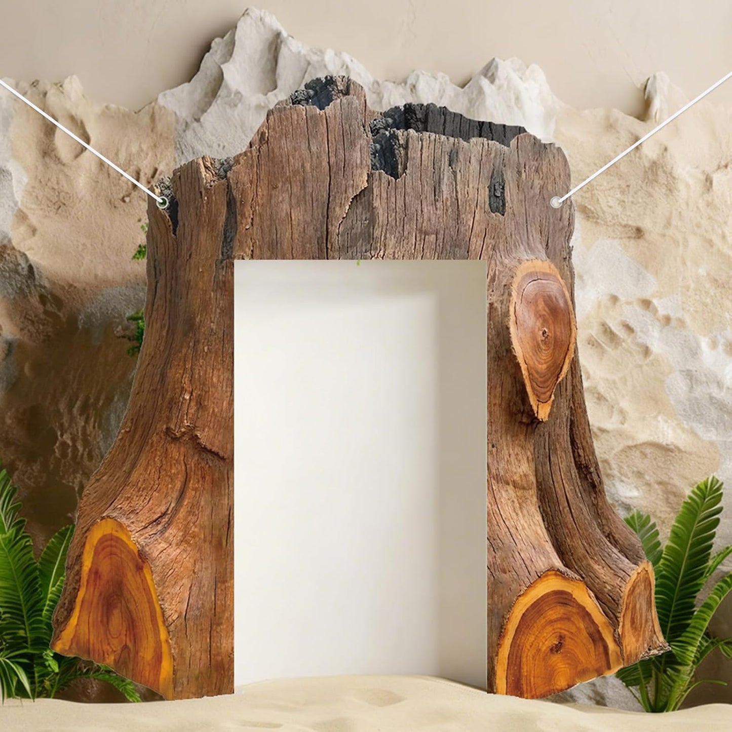 Regine Switzerland Camping Wooden Circles Banner - Rustic Tree Stump Decor for Forest-Themed Parties