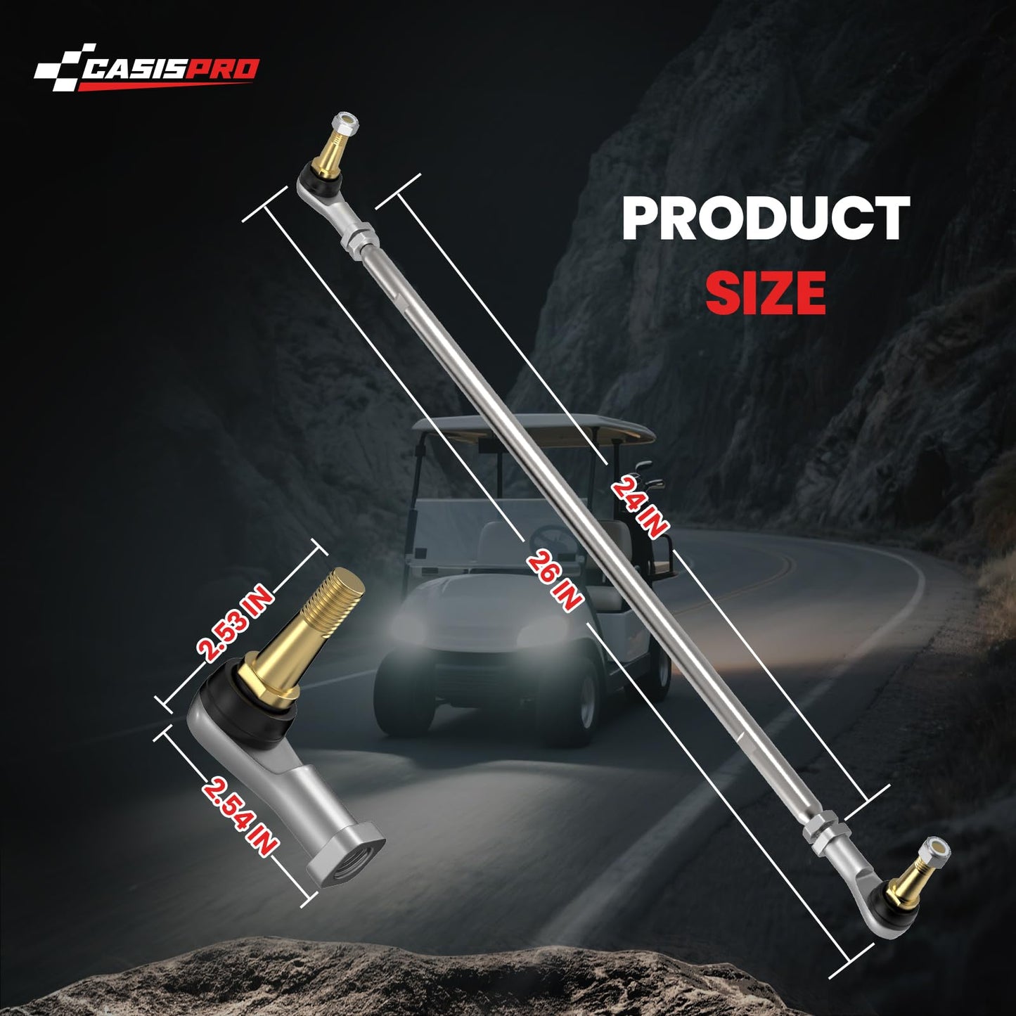 CASISPRO Golf Cart Tie Rod Assembly for EZGO TXT 2001-UP Gas & Electric Models, OEM# 70876-G02 70902-G01 70902-G02