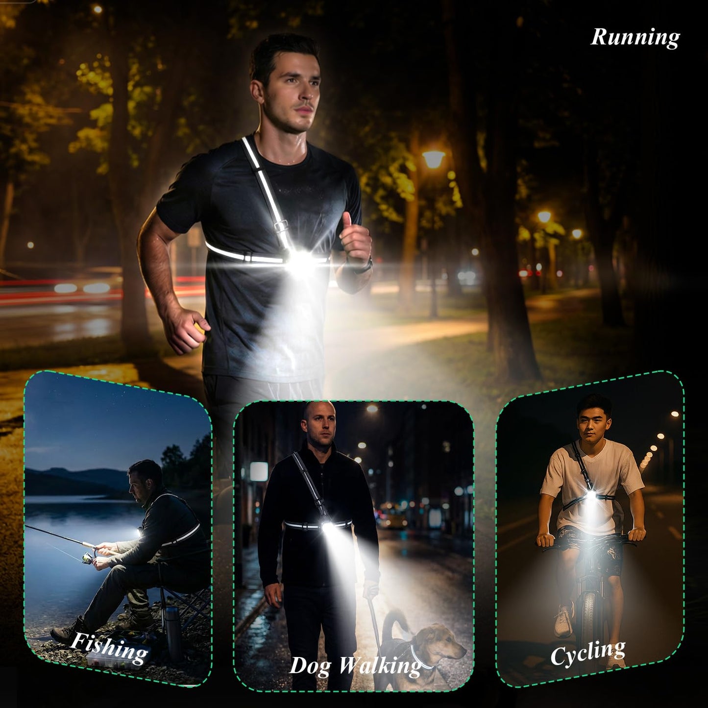 Running Light for Runners, Light Up Vest with Rear Red Warning Light, Black