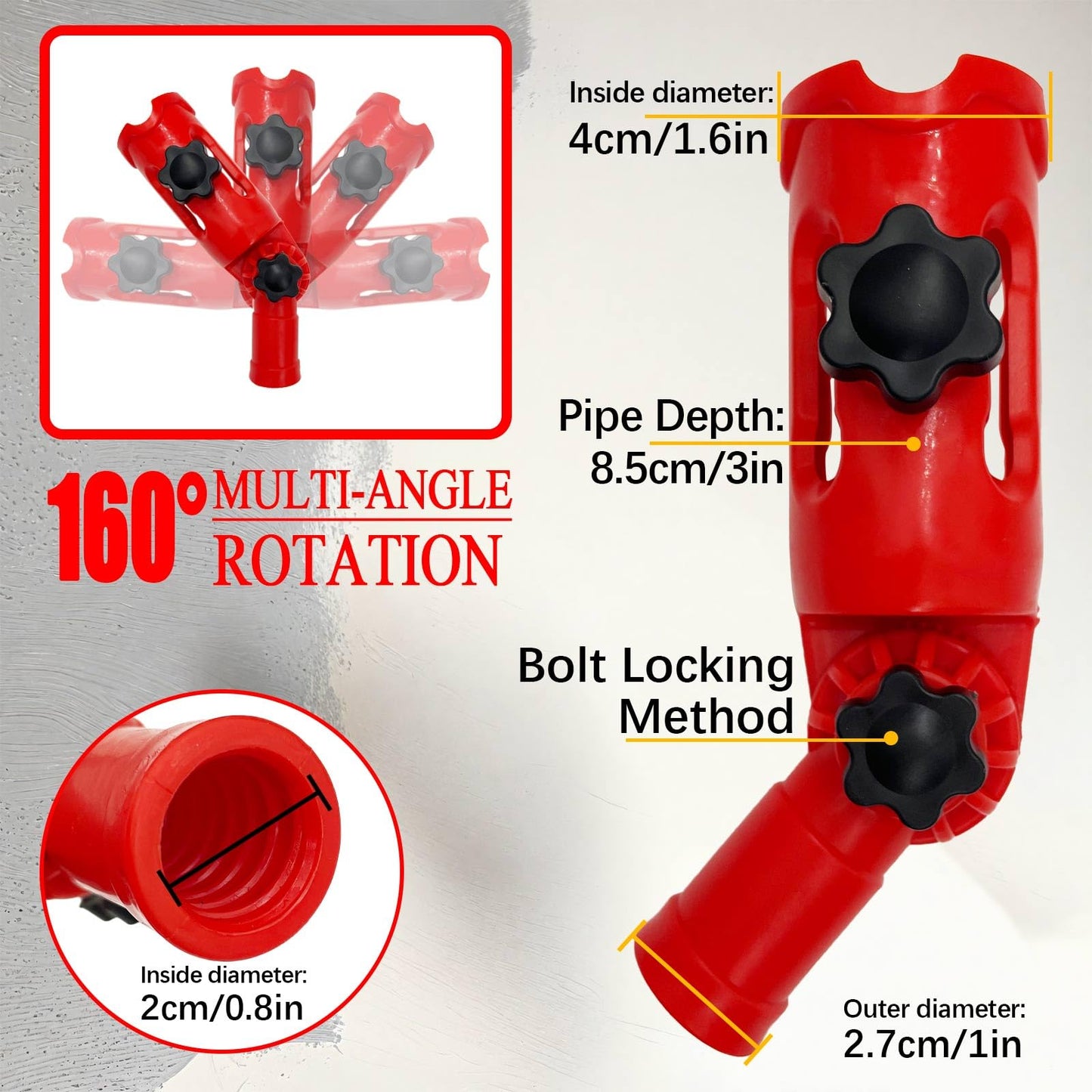WYXDSDEV Multi-Angle Paint Brush Extender Red, Paint Edger Tool for High Ceilings, Extension Pole Attachment Holder for Paint Brush,Roller, Scraper, Rotating Head, Paint Pole Extension Device