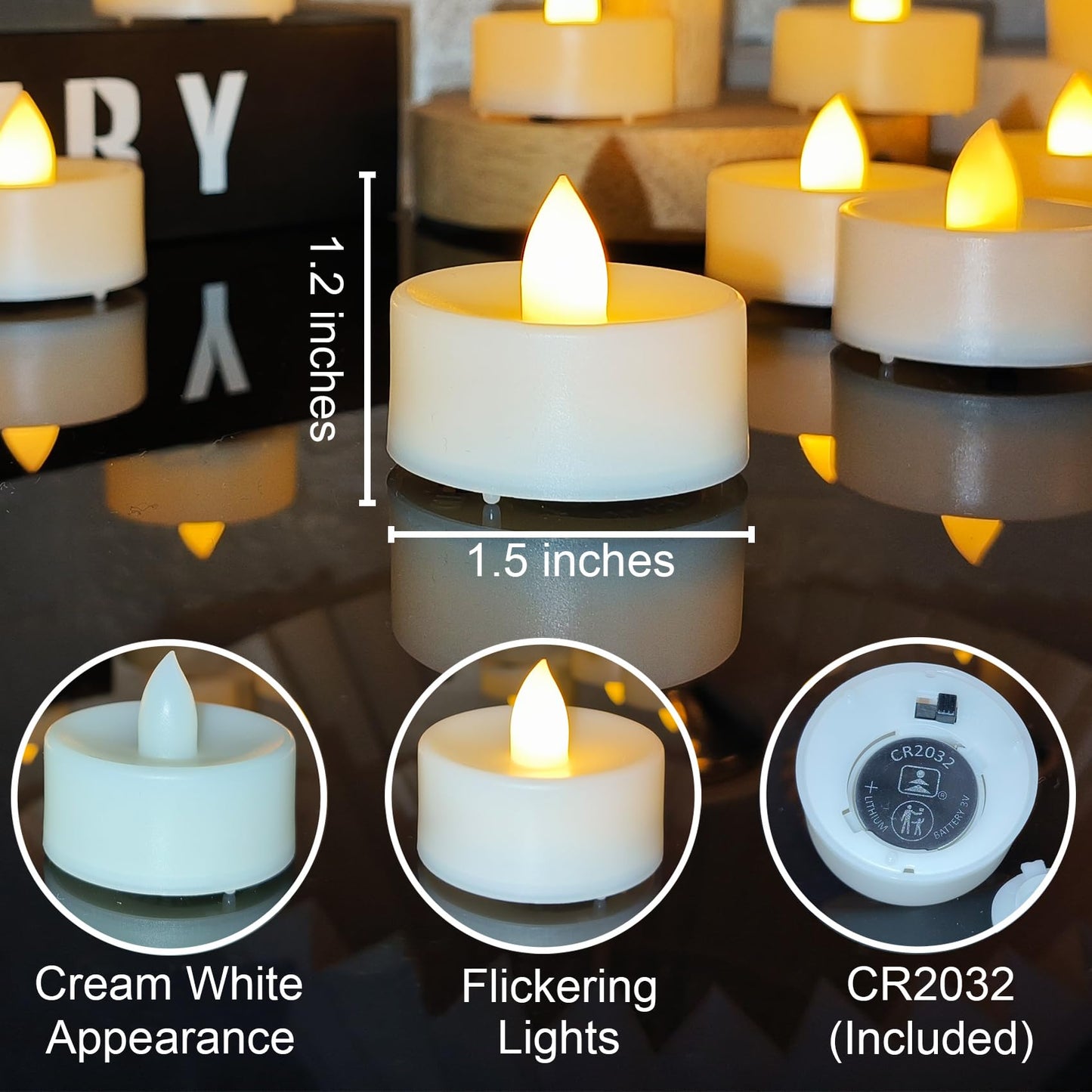24 Pack Battery Operated Tea Lights Candles Flickering Flameless LED Lights, Long Lasting 200+ Hours Realistic Electric TeaLights Fake Plastic candles for Wedding, Centerpieces, Halloween, Christmas