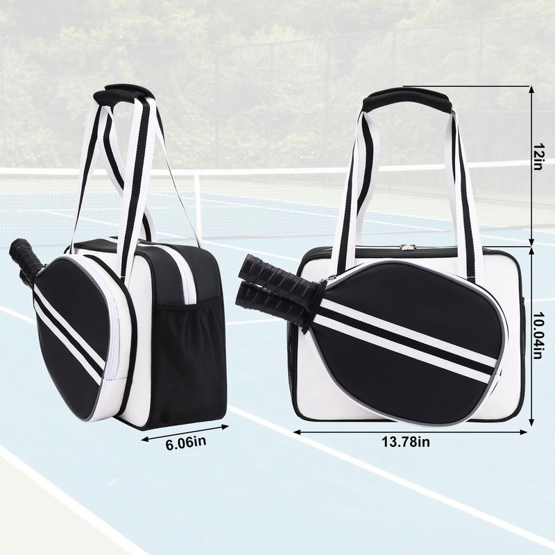 SPOENGRU PU Leather Pickleball Paddle Bag - Small Fashion Tote for Women & Men