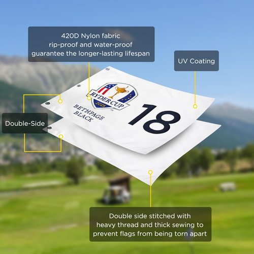 COGOLFING Embroidered 2025 The Ryder Golf Flag, 14x20 Inch, Premium 420D Nylon with Grommets, Ideal for Practice Putting Green, Driving Range, Golf Course, Golf Club, Collectors, White, 1-Pack