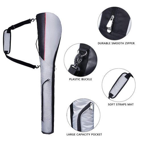 Konday Golf Club Travel Case Gun Bag Foldable with Hard Base,Driving Range Mini Course Practice Lightweight Golf Sundy Carry Bag for 7 Clubs,Gray
