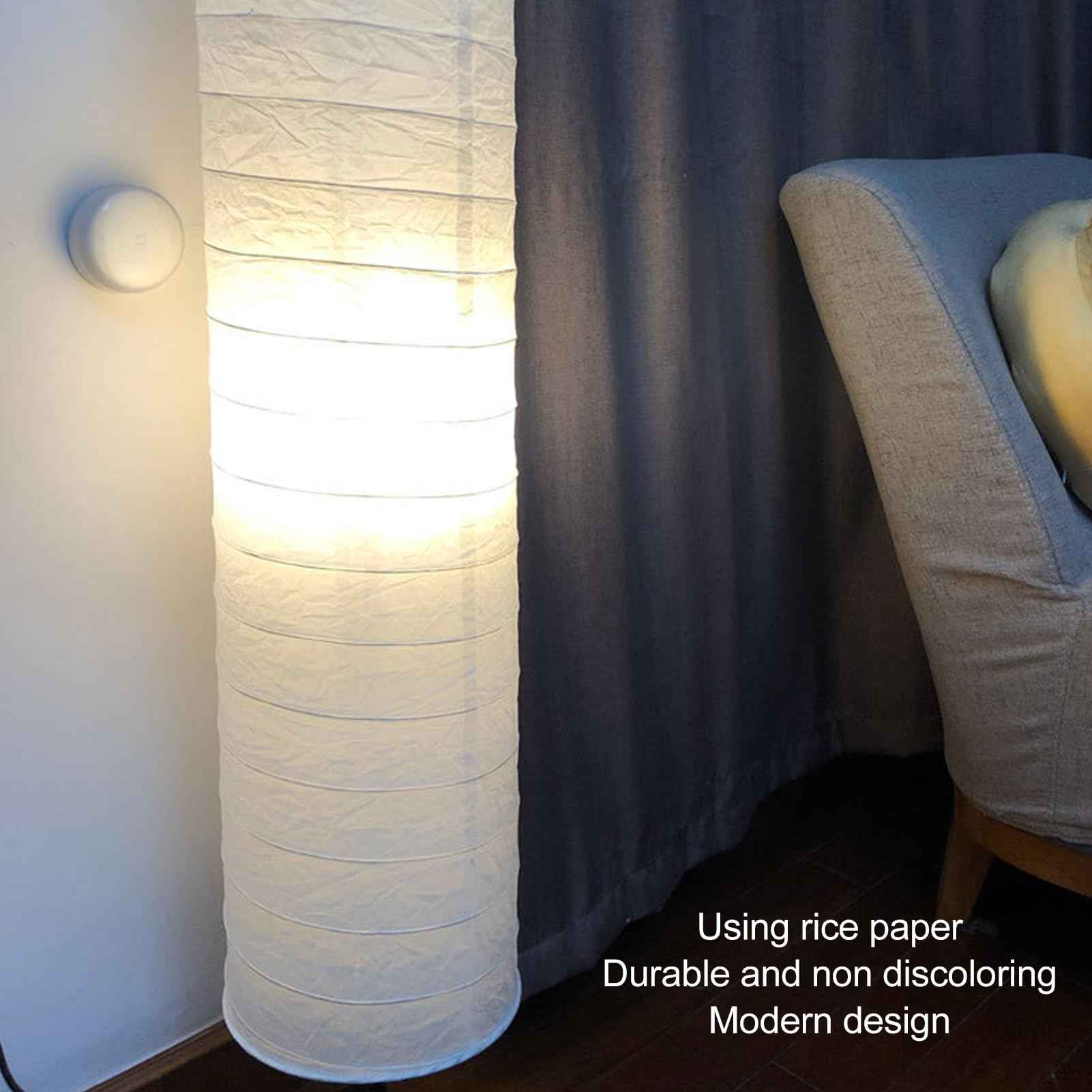 Rice Paper Floor Lamp Shade, Paper Floor Lampshade Light Accessories, Foldable Rice Paper Lamp Replacement Shade, Light Bulb Cage Guard for Living Room, 37 Inch